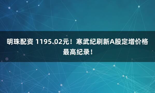 明珠配资 1195.02元！寒武纪刷新A股定增价格最高纪录！
