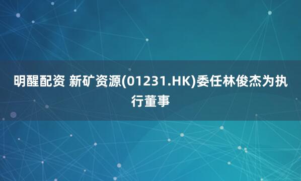 明醒配资 新矿资源(01231.HK)委任林俊杰为执行董事