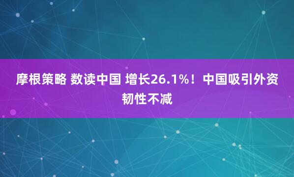 摩根策略 数读中国 增长26.1%！中国吸引外资韧性不减